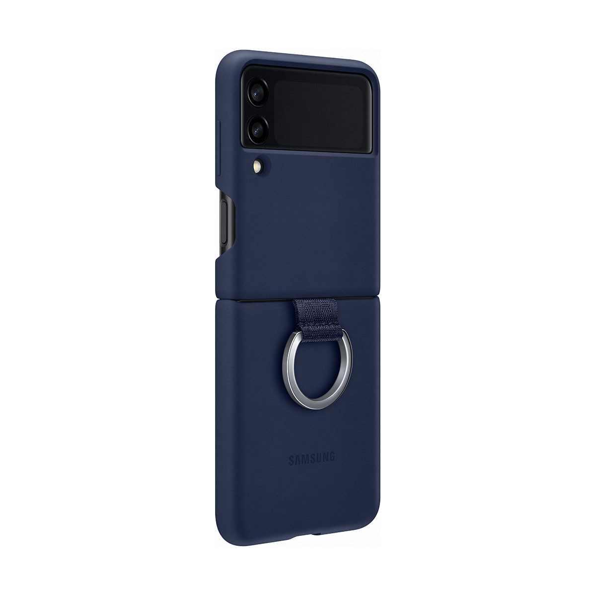 Coque Galaxy Z Flip 3 silicone antichoc avec anneau de support bleu