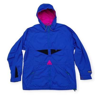 VTG 90's Helly Hansen Ski Jacket Mens L Nylon 1/2 Zip Pullover Blue Lightweight