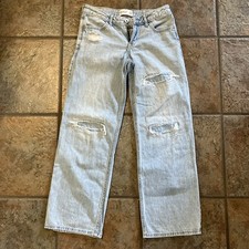 EUC- 11/12 Abercrombie Kids Low Rise Baggy Jeans Blue Denim Wide Leg distressed