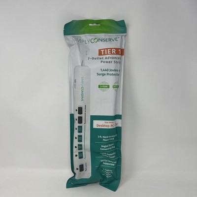 NEW SEALED Simply Conserve 3 ft. 7-Outlet Energy-Saving Advanced Surge Protector