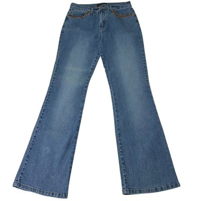Adolfo Womens Size 6 Split Leg Boot Cut Flared Light Wash Cowgirl Denim Jeans