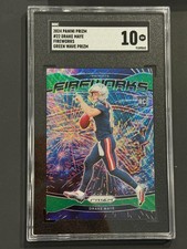 Drake Maye 2024 Prizm Fireworks #22 Green Patriots Rookie Graded Card SGC 10