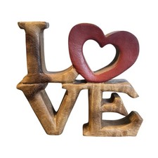 Rustic Wood Love Sign Freestanding Cutout Block Letter Centerpiece Table Decor