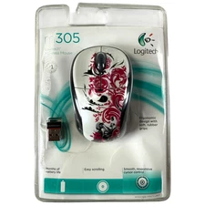 Logitech M305 Wireless Mouse Fantasy Collection Ergonomic Floral Spiral - NEW!