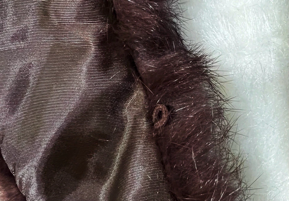 Vintage Genuine Rabbit Fur Collar Brown Lined w/attachment Loops - Image 4 of 4