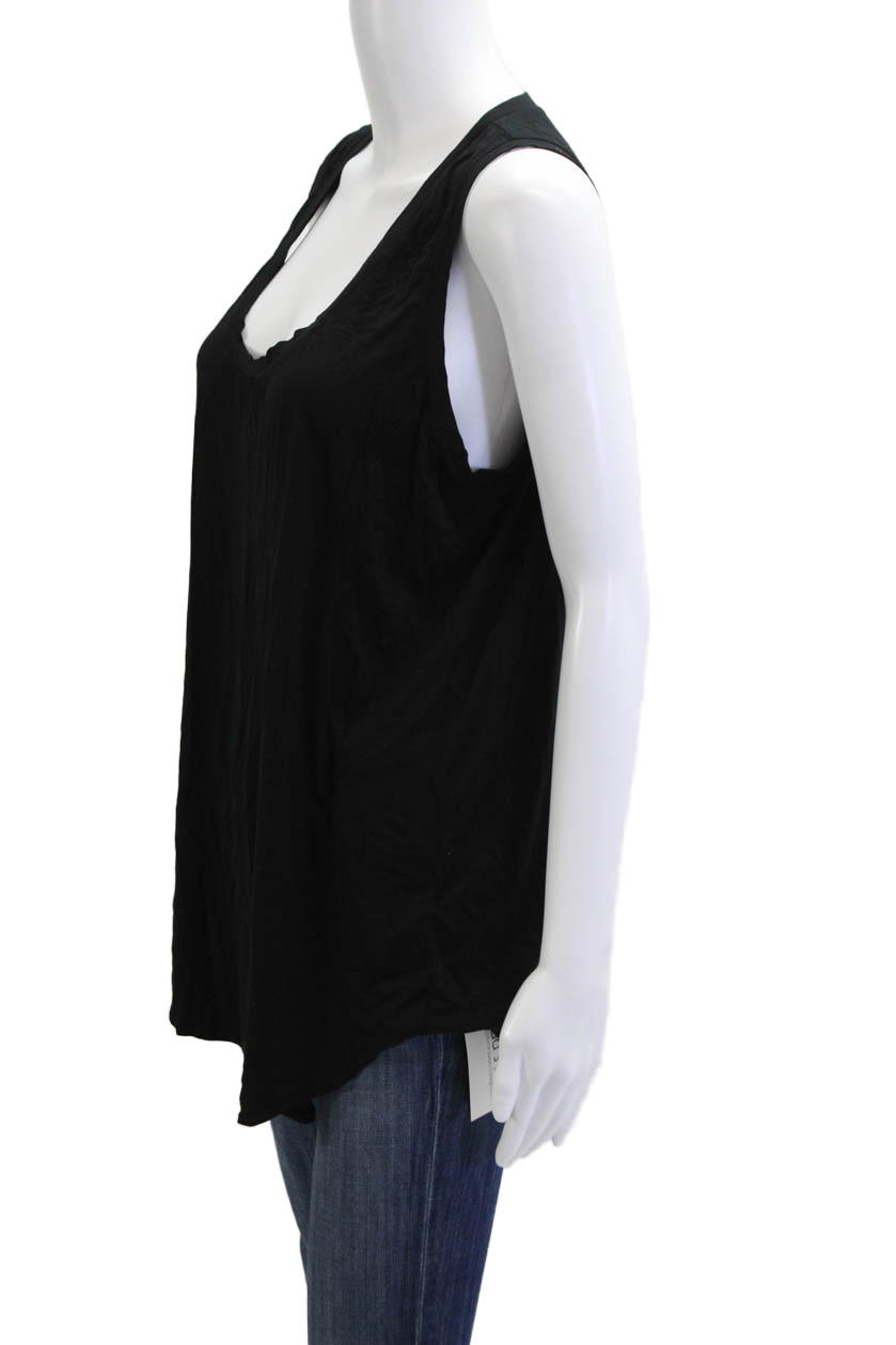 Three Dots Womens Basic Tunic Tank Black Round Ne… - image 2