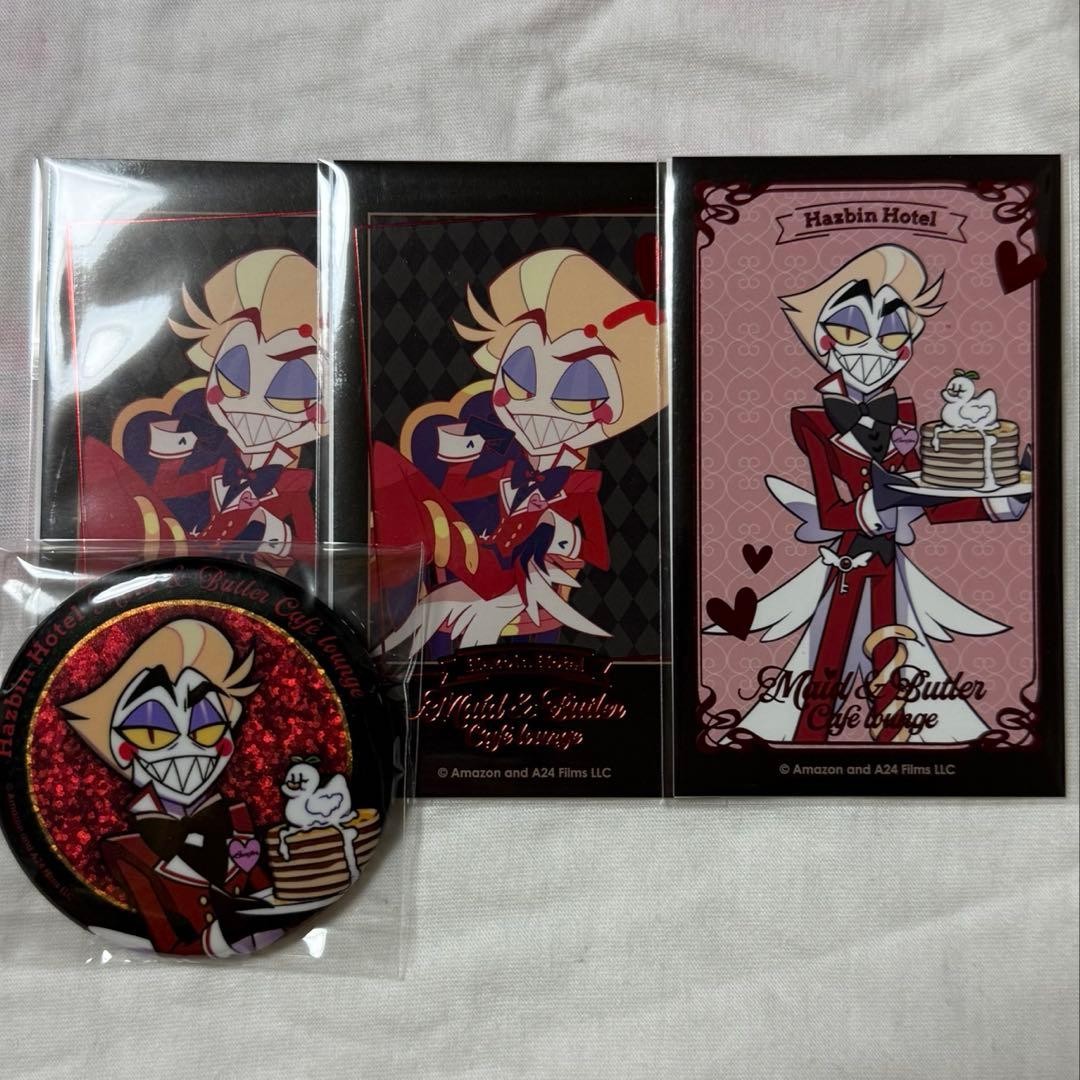 Hazbin Hotel Lucifer 4-Piece Set (Can Badge, Foil-Stamped Card) Animate Cafe JP