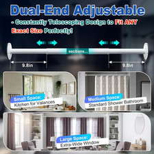 Dual-End Spring Tension / Mounted Shower Curtain Rod 100" L 1.1" Dia. Steel Tube