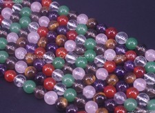 Natural Rainbow Mixed Gemstone Smooth Round Spacer Beads 6mm 8mm 10mm 12mm 15.5"