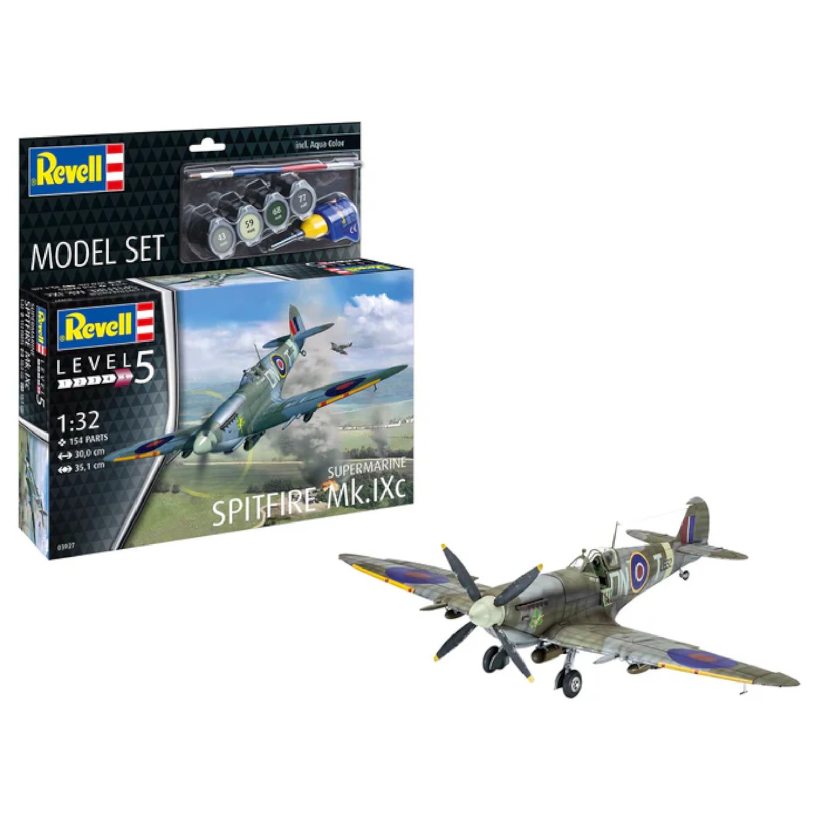 Revell Supermarine Spitfire Mk.Ixc WW2 Fighter Plane Model Set Kit 63927