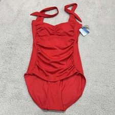Ruby Ribbon Riviera Swimsuit Red Womens Size 8 Beach Swimwear 1901