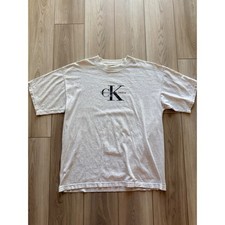 Vintage 90s Calvin Klein Jeans T-Shirt Mens XL Gray CK Logo Single Stitch Tee