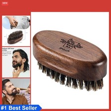 Travel Beard Brush Natural Boar Bristles Black Walnut Wood Oval Pocket Sized