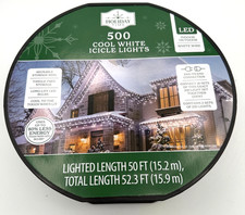 Holiday Time 500-Count COOL White LED Dome Icicle Lights with White Wire