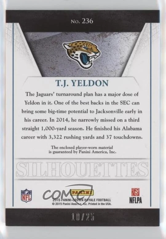 2015 Panini Crown Royale Rookie Silhouettes Purple /25 TJ Yeldon #236 Rookie RC - Image 2 of 2