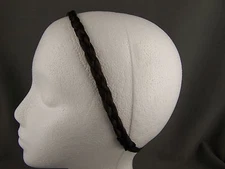Extra Dark Brown braid faux hair band headband stretch elastic braided 1/2" wide