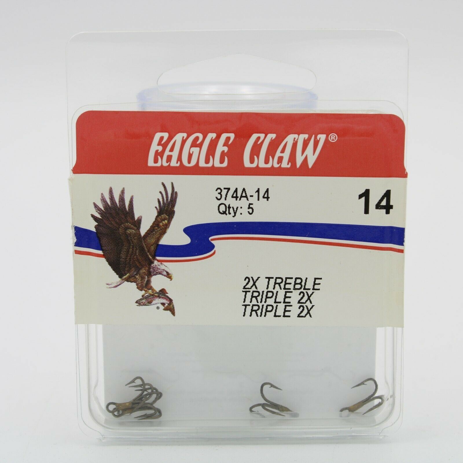 Eagle Claw 374a-16 2x Treble Regular Shank Curved Point Fishing