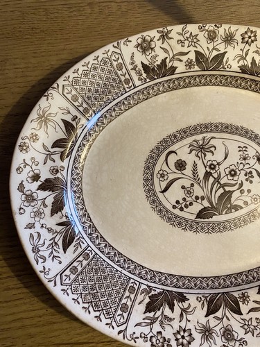 victorian sampson hancock (s.h.) pottery norman floral movement brown plate - Picture 2 of 5