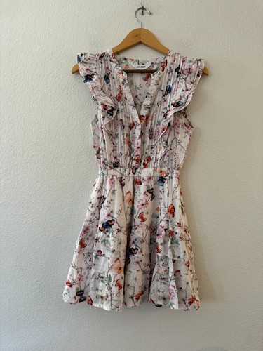 Steve Madden Kianna Mini Dress Size XS Floral Pintuck Pleat Sleeveless V-Neck - Picture 4 of 13