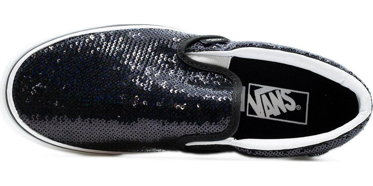 Vans Slip On Girls Black Glitter Vans Sparkly Vans Girls Cheap