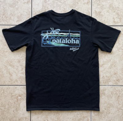 Patagonia Hawaiian Aloha Men s Short Sleeve T-Shirt XS Black Surf Water Tree Tee