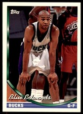 1993-94 Topps Blue Edwards . Milwaukee Bucks #233