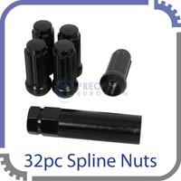 32pc Black Spline Lug Nuts | 14x2 Threads | For Ford F250 F350 Superduty Locks on sale 32pc Black Spline Lug Nuts | 14x2 Threads | For Ford F250 F350 Superduty Locks on sale
