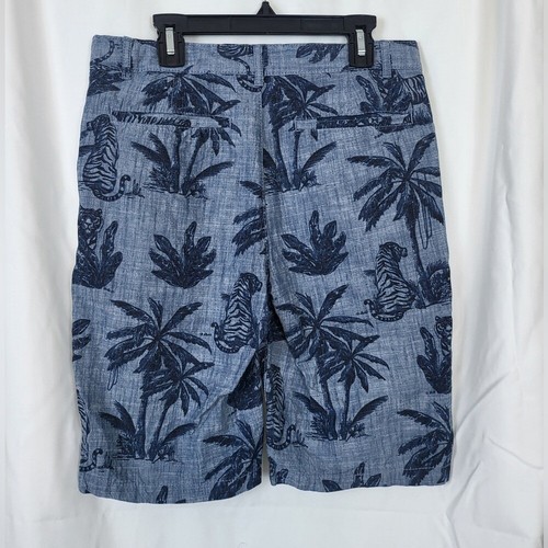 Children's Place Boys Preppy Blue Tiger Palm Tree Chambray Chino Shorts Sz 14 - Picture 5 of 7