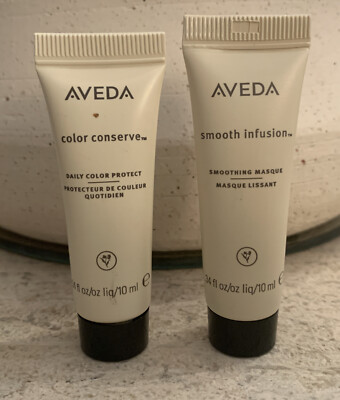2x Aveda Smooth Infusion Smoothing Mask & Color Conserve Daily Protect 10mL Each