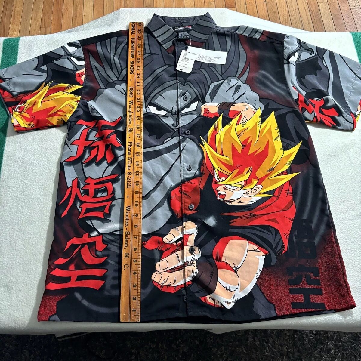 Dragon Ball Z Shirt Men's Medium Red Gray Button Down AOP Dragon Ball Z Shirt Men's Medium Red Gray Button Down AOP
