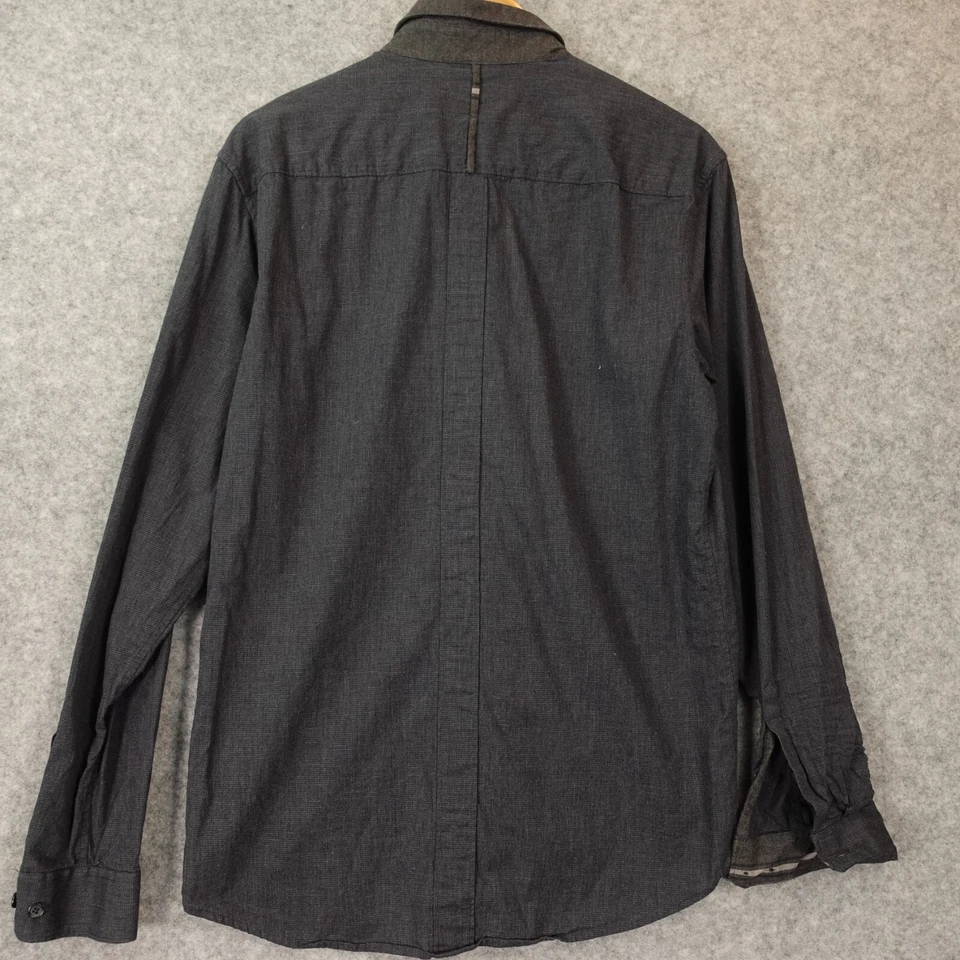 Midnight Dress Shirt Men ELIE TAHARI Medium Blue Textured Corpcore Dark Academia - Image 2 of 4