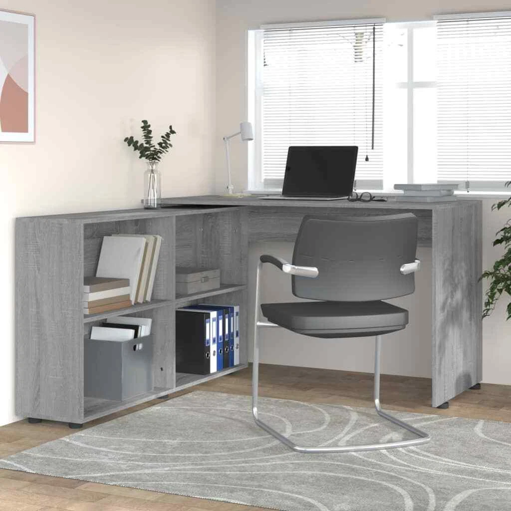 Gray wood l shaped desk deals