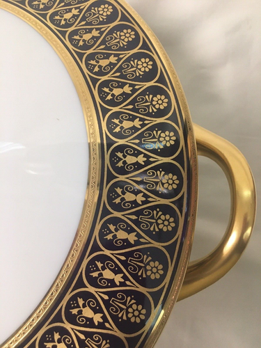 Chas Haviland Limoges Incrustation Polie a l'agate Cobalt 10.25" SERVING BOWL - Picture 2 of 11