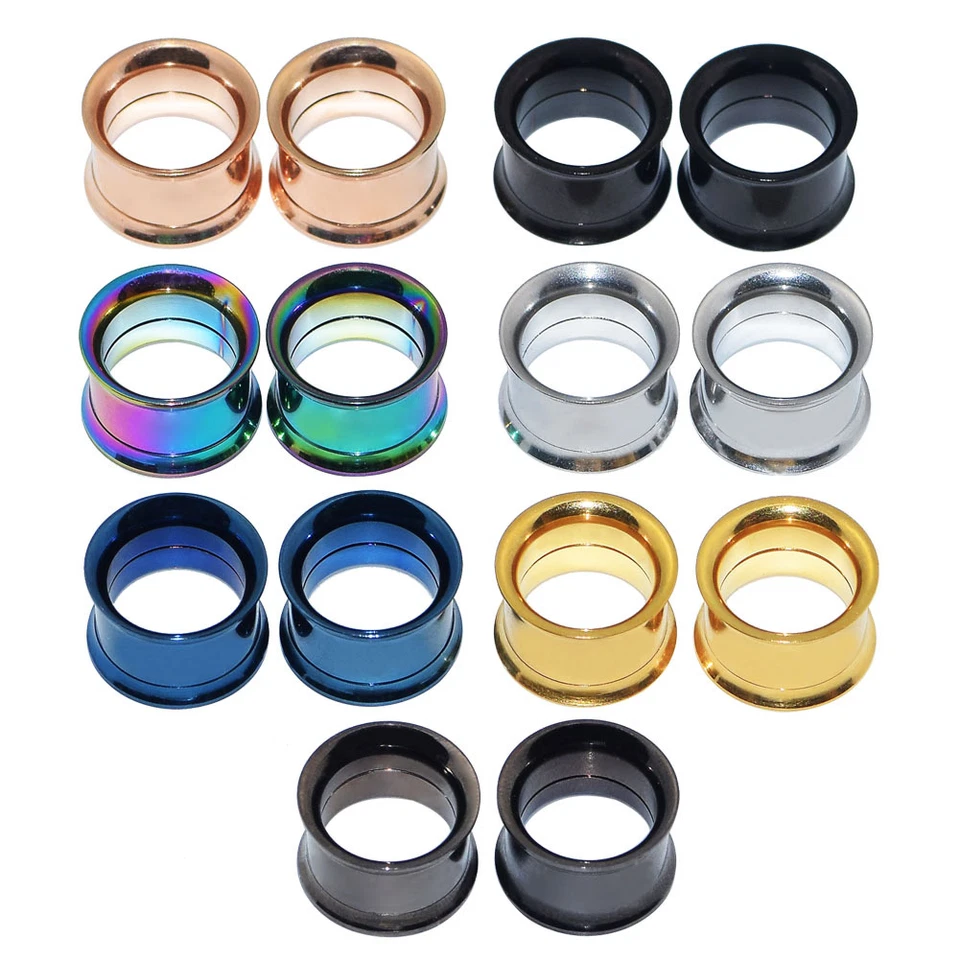 Pair Stainless Steel Double Flare Flesh Tunnel Ear Plugs Expander Ear Gauge Sale - Image 3 of 4