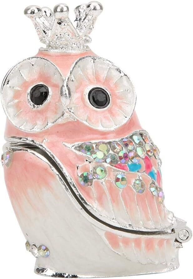 Owl Trinket Box Hinged Jewelry Trinket Box EnamelGift Owl Hand-Painted Figurine