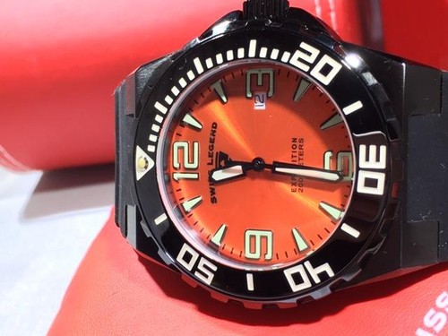 Swiss Legend Men's 10008-BB-06-OB Expedition Orange Dial Black Silicone Watch - Picture 4 of 9