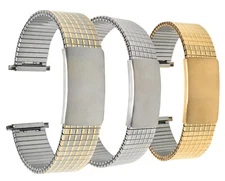 Bandini Steel Stretch Watch Band Expansion Strap Adjustable Silver, Gold 18-22mm