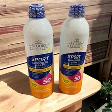 Lot Of 2 Studio Selection Sport Sunscreen Spray SPF 50 Family Size Banana Boat