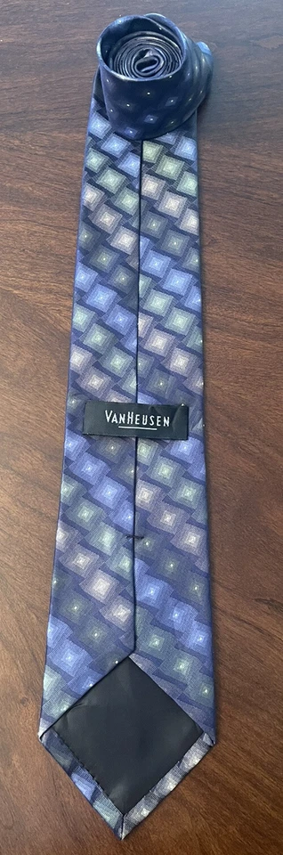Corbata para hombre Van Heusen azul, púrpura, verde, 100 % seda L58”W3,50” Foto 2 de 4
