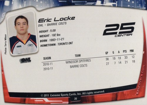 2011/12 Barrie Colts - ERIC LOCKE - Picture 2 of 2