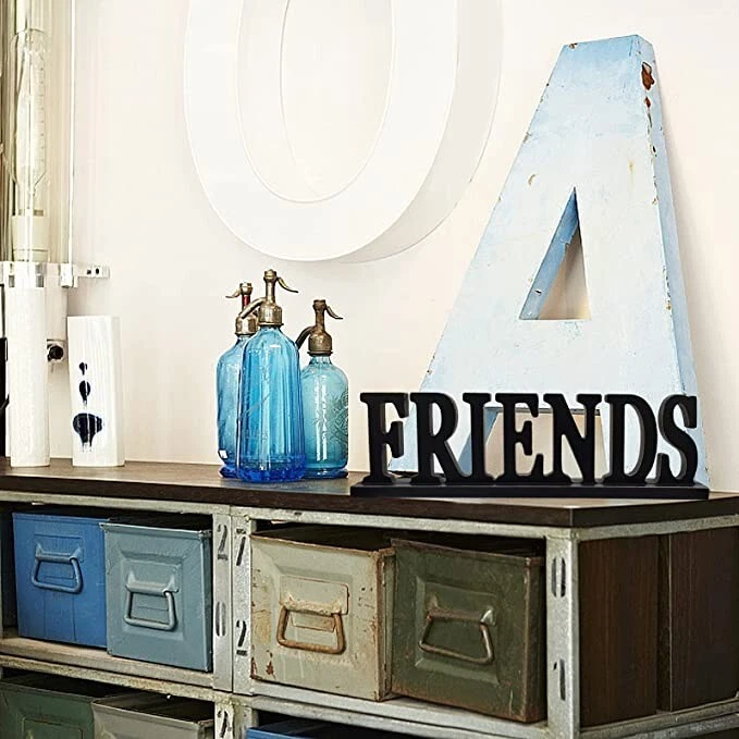 Wooden Friends Sign for Home Decor- Freestanding Cutout Wooden Words Sign Decor - Image 4 of 4