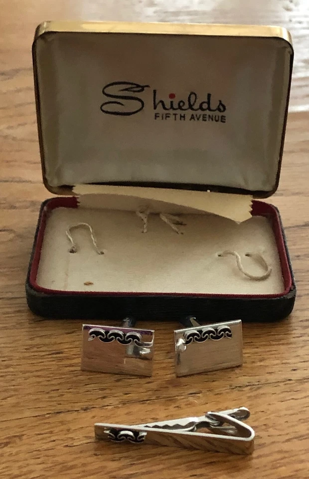 袖扣 领带夹 盾牌 第五大道 带盒 复古 原版 雕刻 第 5 大道 — 第 2/4 张图片
