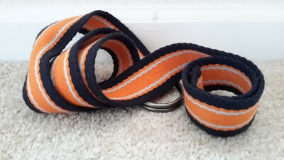 Orange Striped Fabric Belt with Metal Buckle Mens Size 38 Canvas Belt Adjustable Metal Buckle Unisex  main image 2