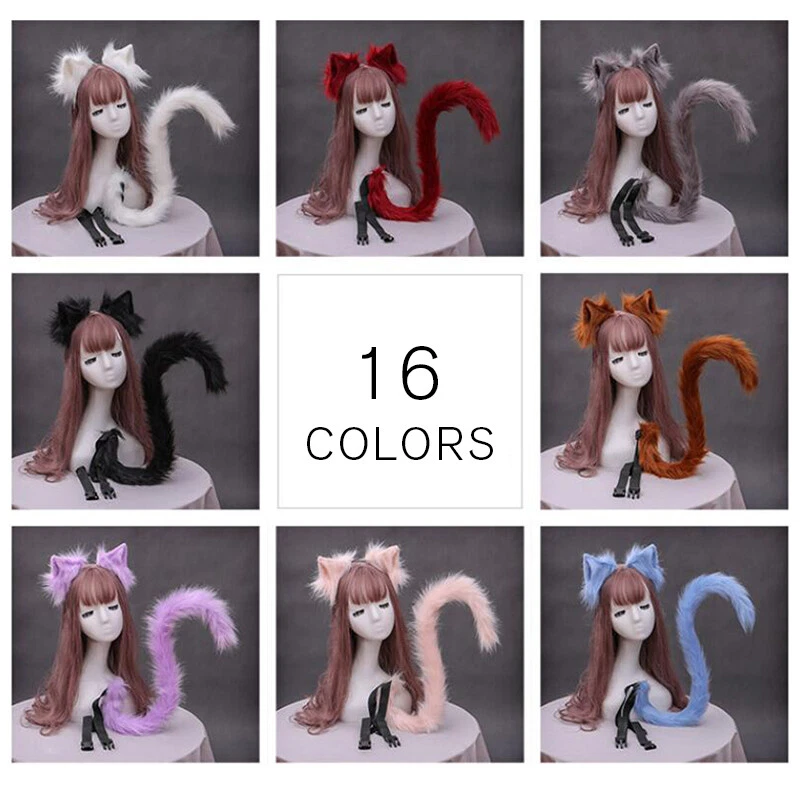 Women Girl Sexy Cosplay Furry Fox Ear Tail Kawaii Cat Lolita Anime Cosplay Props - Image 3 of 4