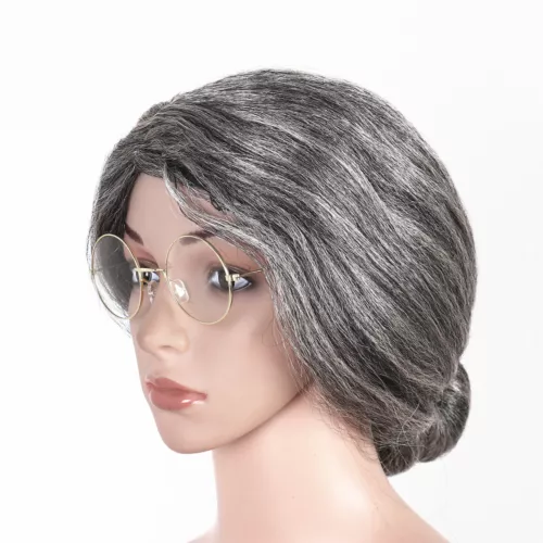 Grandma Wig Set Granny Old Lady Funny Party Halloween Christmas Santa Kids Teen - Picture 8 of 11