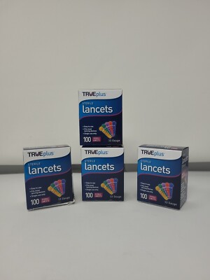 4x100 TRUEplus Diabetic Test Sterile Lancets 33 Gauge &FREE LANCETS DEVICE  N