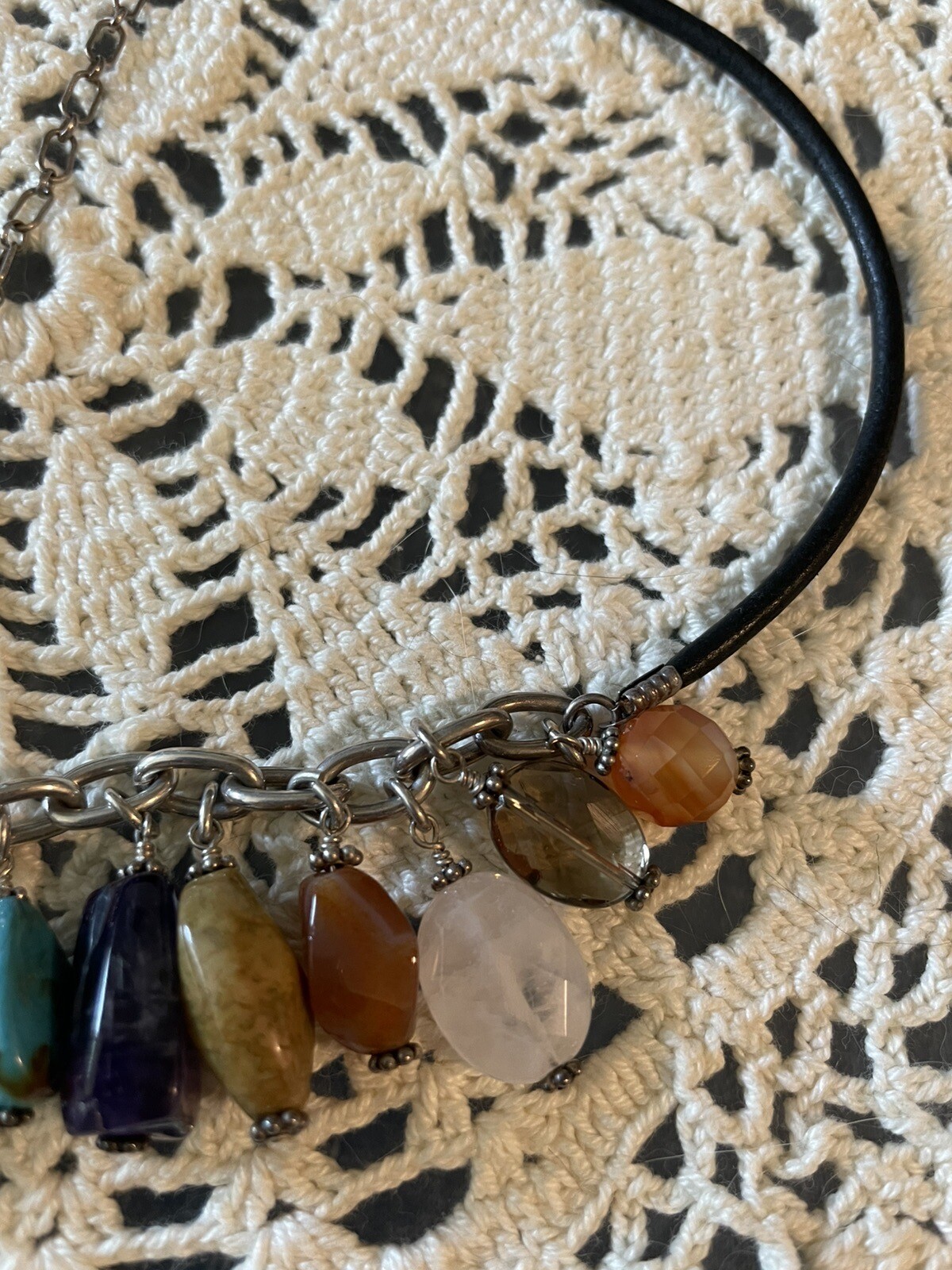 Multi Semi Precious Gemstone Adjustable Necklace - image 7