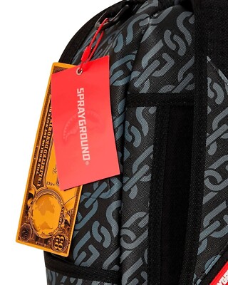 SPRAYGROUND SG CHAINS BLACK/SILVER BACKPACK 910B5381NSZ SPRAYGROUND SG CHAINS BLACK/SILVER BACKPACK 910B5381NSZ