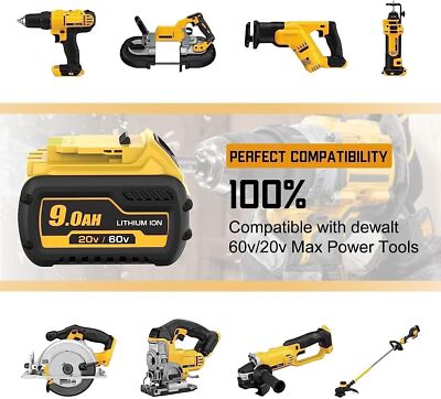 DCB609 60V/20V Replace for DEWALT Battery 9.0AH, Compatible with DeWalt