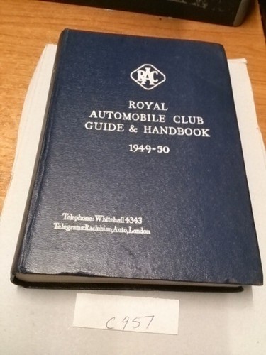 Guía RAC Manual Memorabilia Vintage Hotel Garaje Mapas Vacaciones Tour Visita 1949